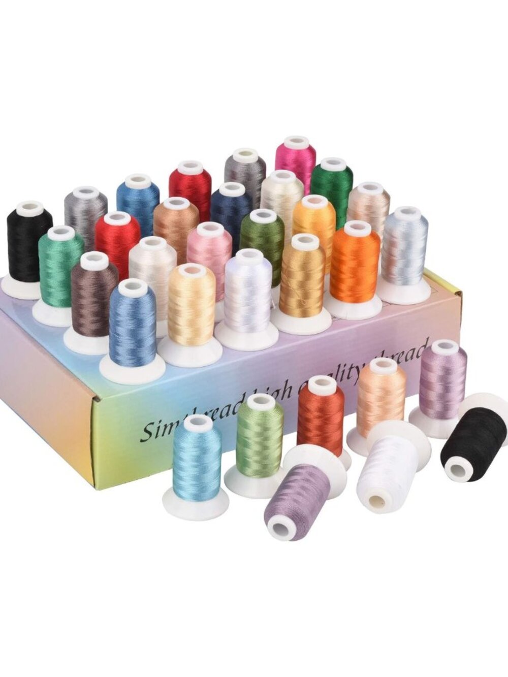 32 Assorted Colors Polyester Embroidery Thread Kit - 500M Spools for Sewing